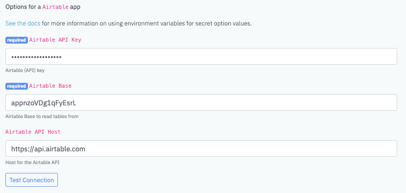 Airtable App Options