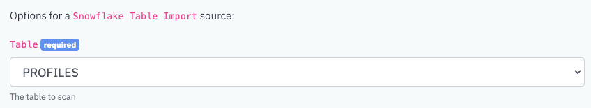 Snowflake Table Import Options
