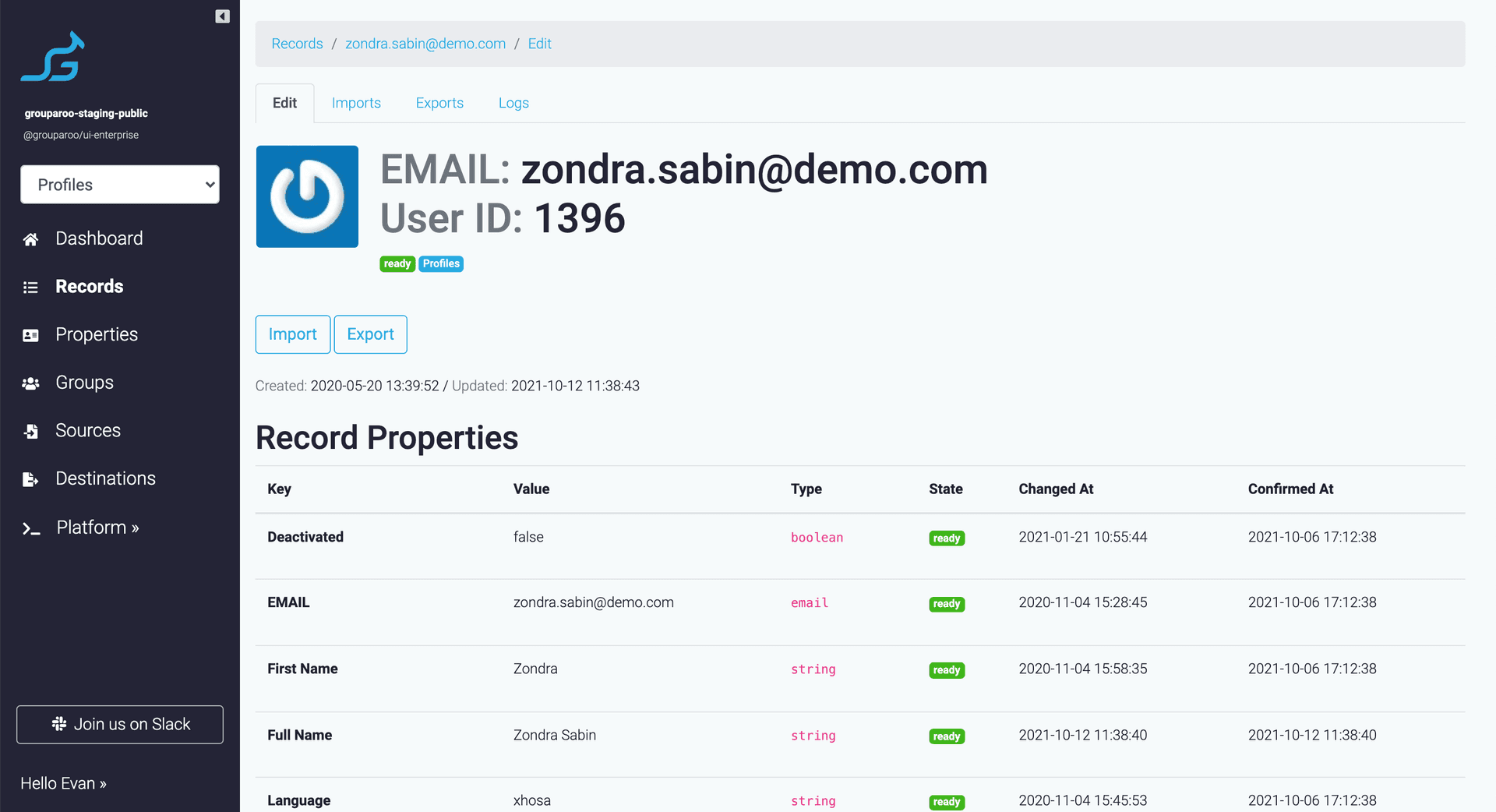 Defining records with Grouparoo is simple