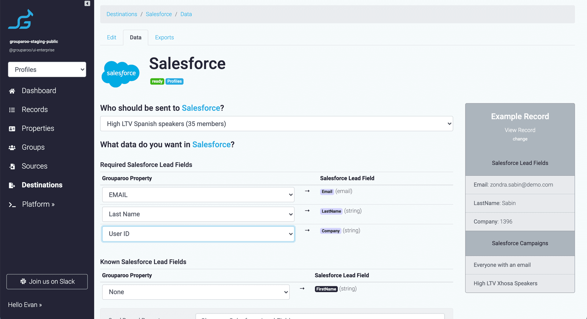 Map data to Salesforce